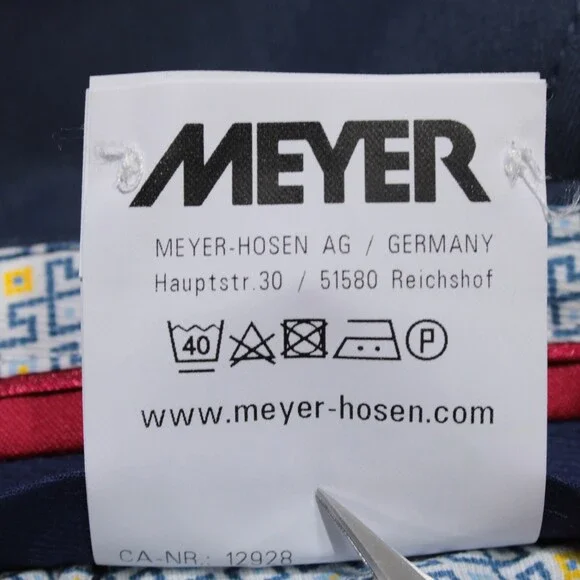 Meyer NWT Dress Pants Size 29 (Stocky US 44) Bonn In Solid Blue Polyester Blend